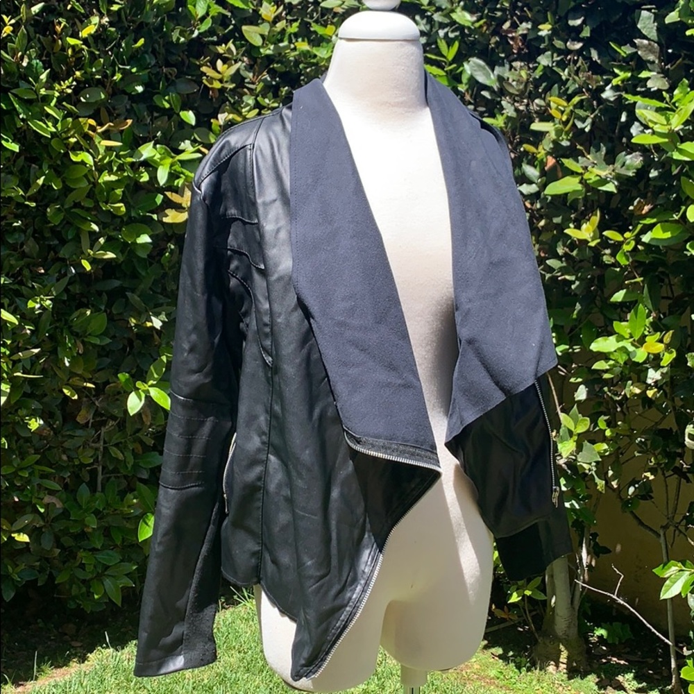 Faux leather zip up jacket